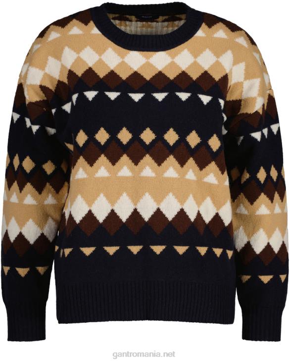 pulover fairisle cu gât crew 888T655 albastru de seară GANT femei