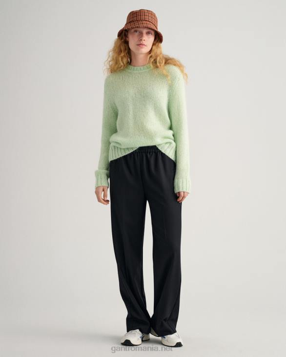 pulover solid din mohair cu gât roșu 888T669 spray verde GANT femei