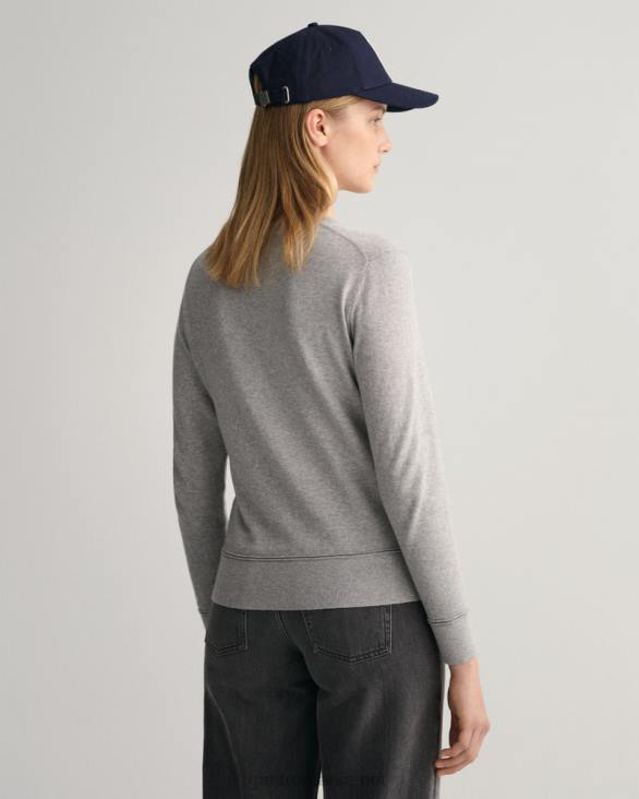 pulover ușor din bumbac cu gâtul turnul 888T681 melange gri GANT femei