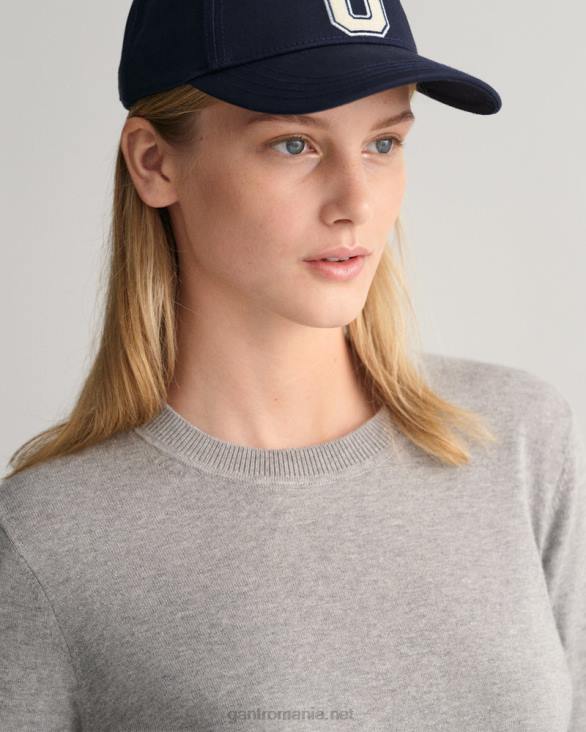 pulover ușor din bumbac cu gâtul turnul 888T681 melange gri GANT femei