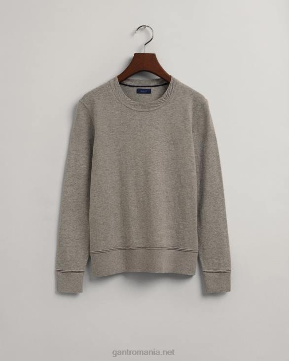 pulover ușor din bumbac cu gâtul turnul 888T681 melange gri GANT femei