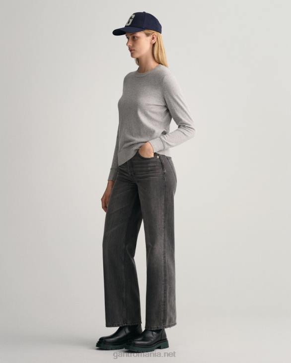 pulover ușor din bumbac cu gâtul turnul 888T681 melange gri GANT femei