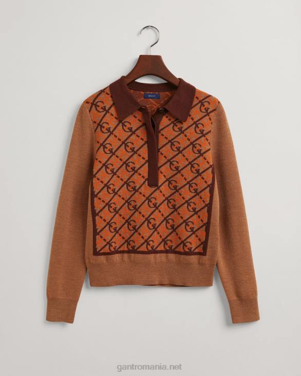 top cu guler cu model 888T657 nucă prăjită GANT femei