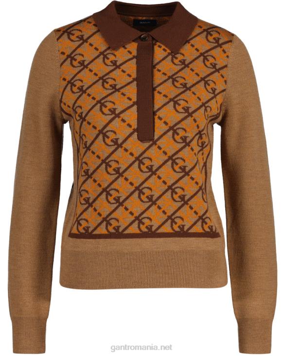 top cu guler cu model 888T657 nucă prăjită GANT femei