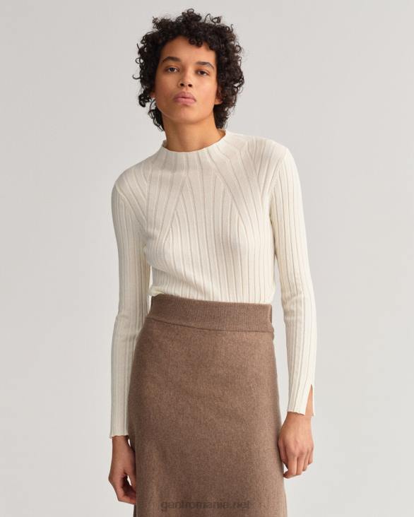 top tricotat cu nervuri 888T671 cremă GANT femei
