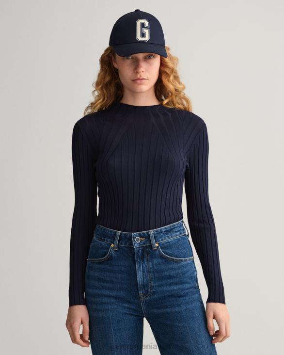 top tricotat cu nervuri 888T697 albastru de seară GANT femei