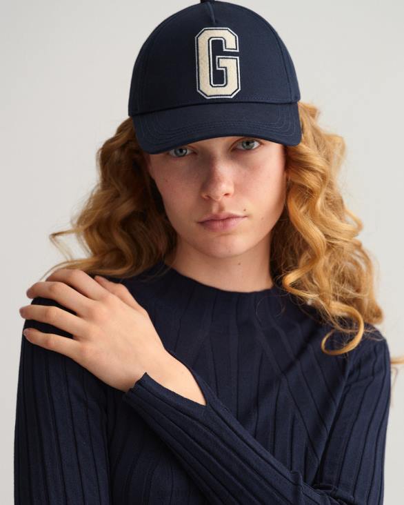 top tricotat cu nervuri 888T697 albastru de seară GANT femei