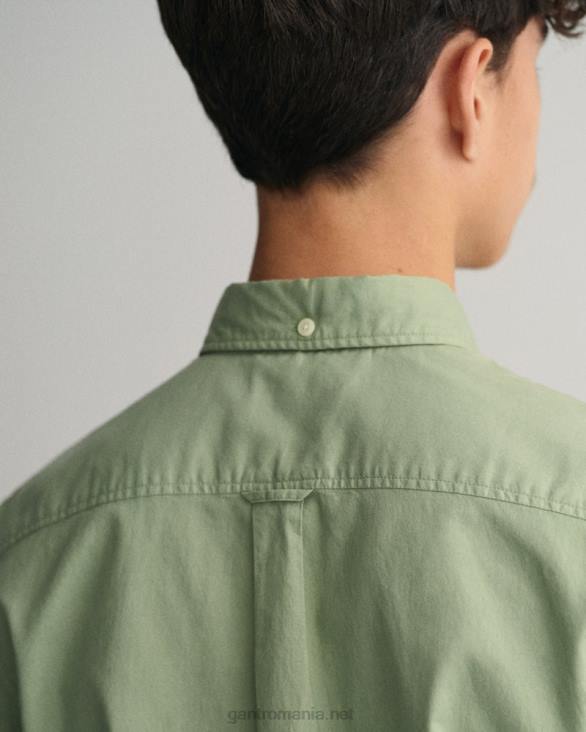 cămașă din twill de bumbac pentru adolescenți 888T833 verde de eucalipt GANT tineret