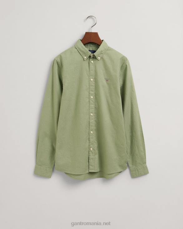 cămașă din twill de bumbac pentru adolescenți 888T833 verde de eucalipt GANT tineret