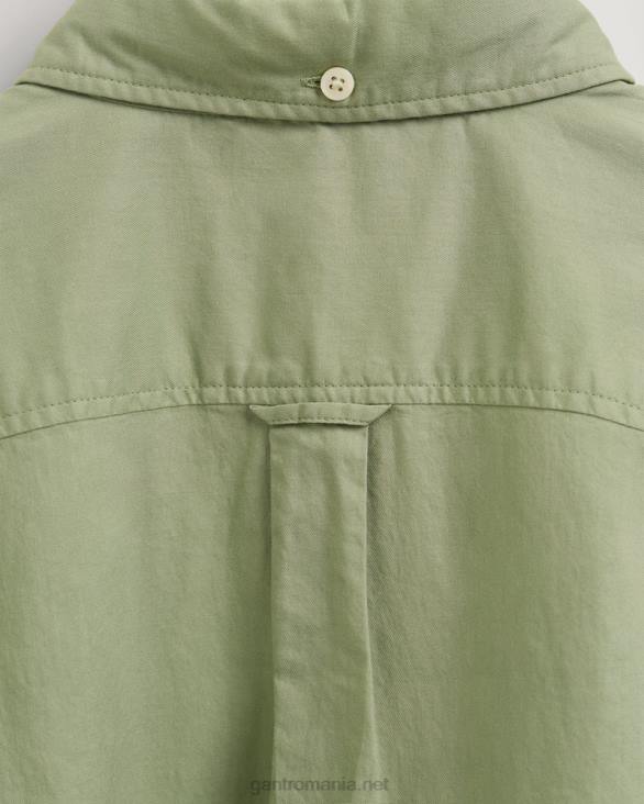 cămașă din twill de bumbac pentru adolescenți 888T833 verde de eucalipt GANT tineret