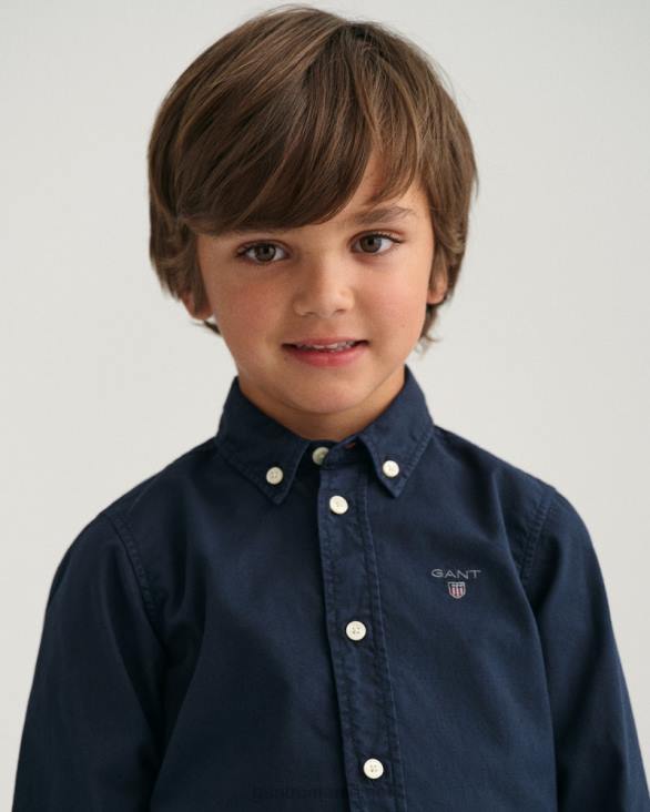 cămașă din twill de bumbac pentru băieți 888T831 albastru de seară GANT tineret