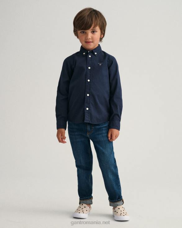 cămașă din twill de bumbac pentru băieți 888T831 albastru de seară GANT tineret
