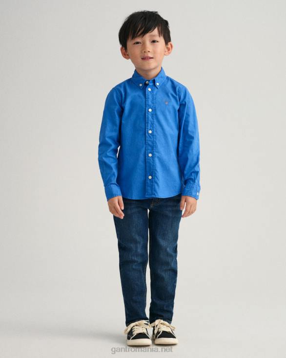 cămașă din twill de bumbac pentru băieți 888T835 albastru de palat GANT tineret