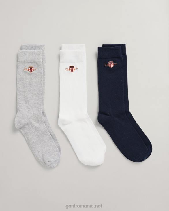 adolescent băieți pachet de 3 șosete de arhivă 888T873 melange gri deschis GANT tineret