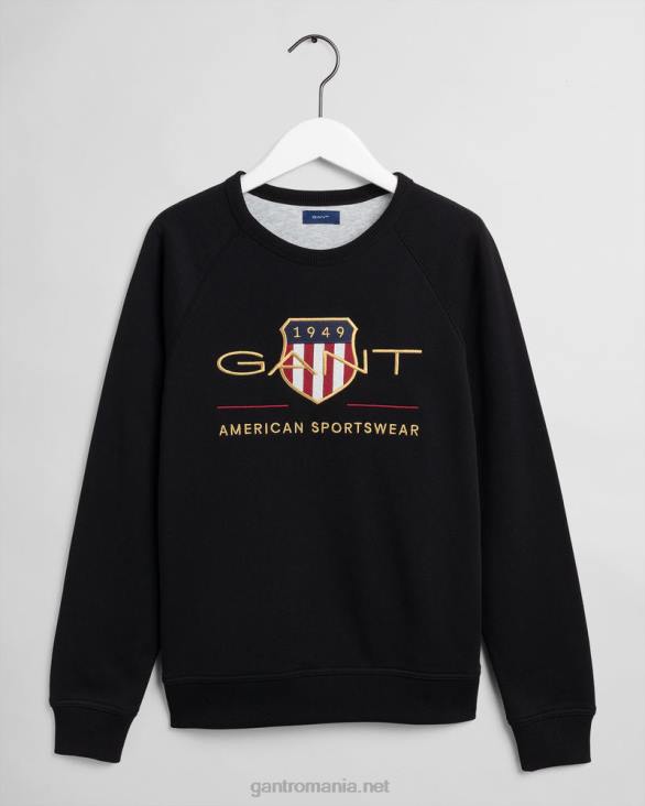 adolescent arhiva scut hanorac cu decolteu 888T849 negru GANT tineret