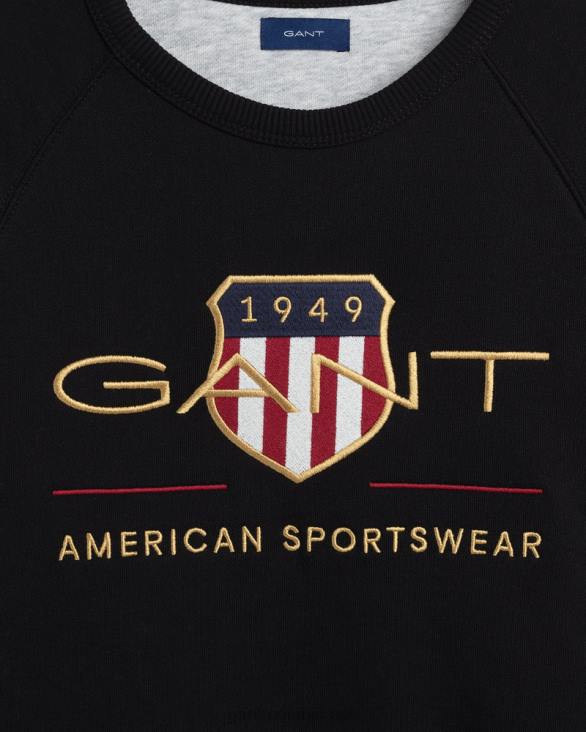 adolescent arhiva scut hanorac cu decolteu 888T849 negru GANT tineret