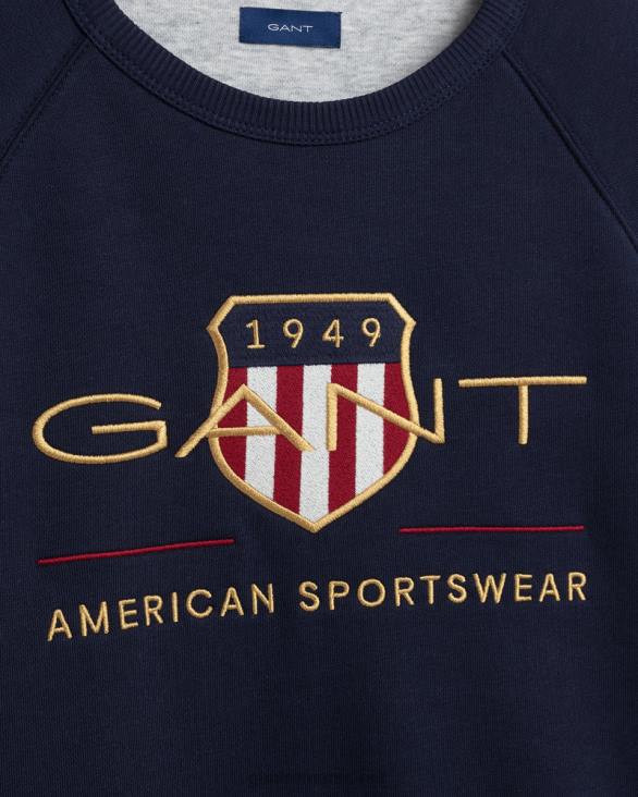 adolescent arhiva scut hanorac cu decolteu 888T850 albastru de seară GANT tineret