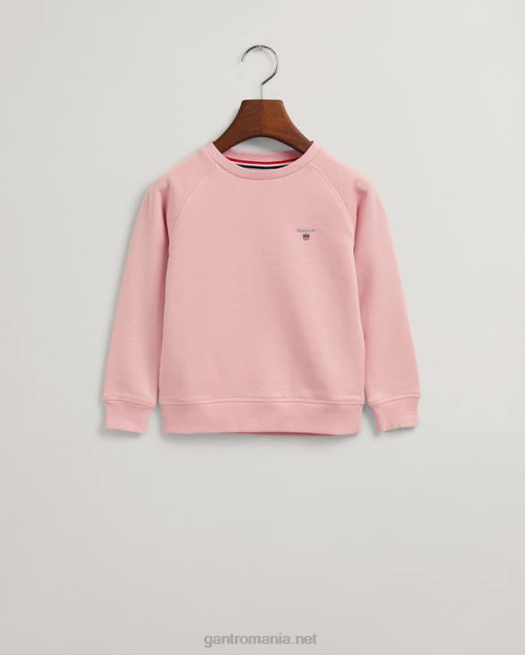 hanorac original pentru copii cu gât roșu 888T854 roz preppy GANT tineret