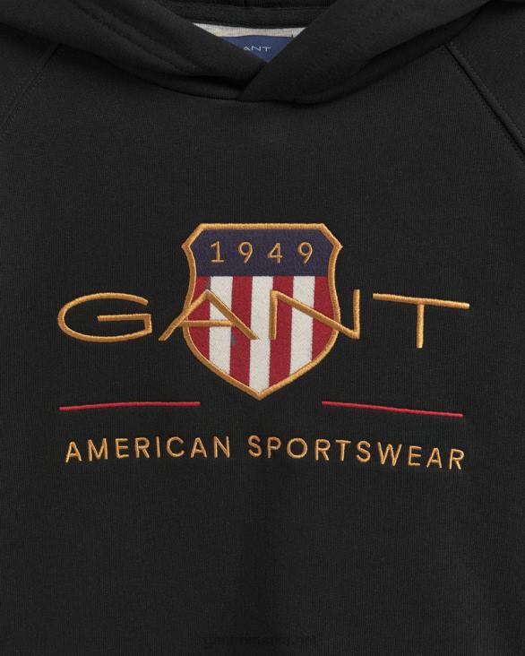 hanorac pentru adolescenți archive shield 888T848 negru GANT tineret