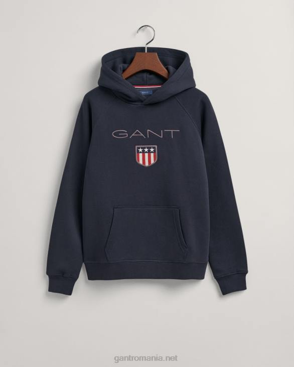 hanorac pentru adolescenți scut 888T841 albastru de seară GANT tineret