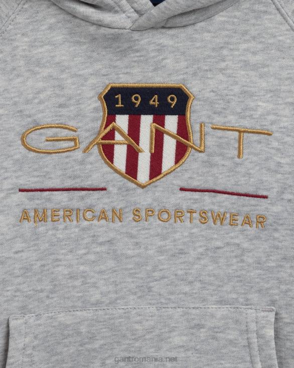 hanorac pentru copii archive shield 888T864 melange gri deschis GANT tineret