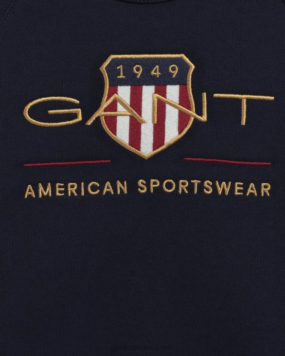 hanorac pentru copii archive shield cu decolteu rotund 888T860 albastru de seară GANT tineret