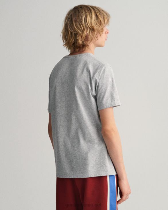 tricou original pentru adolescenți 888T798 melange gri deschis GANT tineret