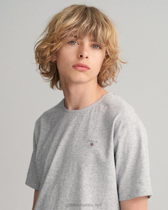 tricou original pentru adolescenți 888T798 melange gri deschis GANT tineret