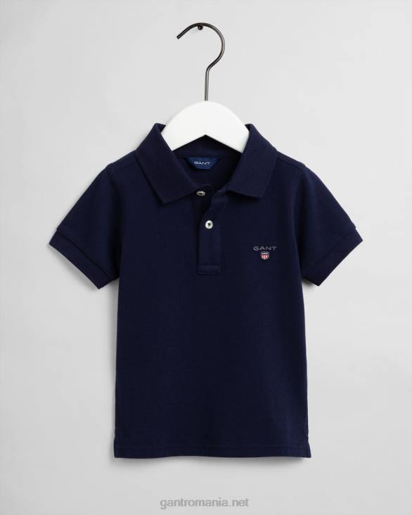 tricou polo original piqué pentru copii 888T819 albastru de seară GANT tineret