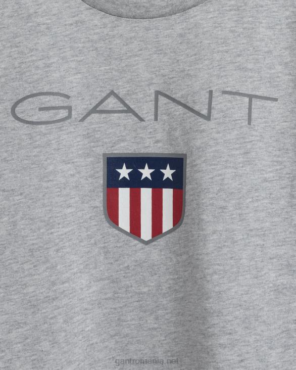 tricou scut pentru copii 888T797 melange gri deschis GANT tineret