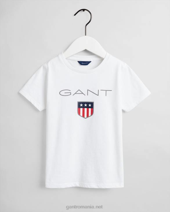 tricou scut pentru copii 888T799 alb GANT tineret